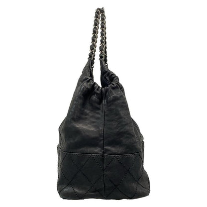 Chanel Tote Bag Coco Cabas Su PM Black Silver Hardware / Chain Shoulder Leather