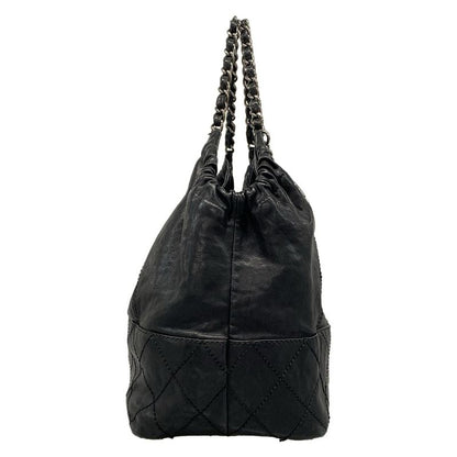 Chanel Tote Bag Coco Cabas Su PM Black Silver Hardware / Chain Shoulder Leather