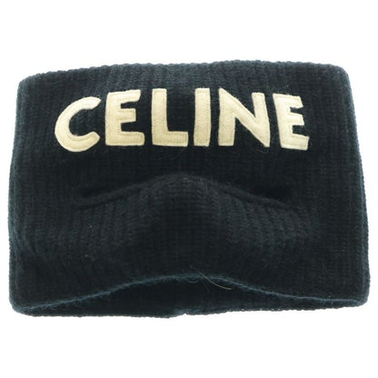 Celine Knit Skumask Logo Embroidery Logo Applique Balaclava Beanie Black