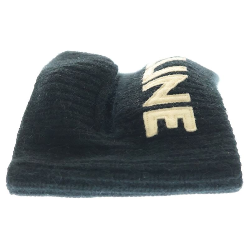 Celine Knit Skumask Logo Embroidery Logo Applique Balaclava Beanie Black