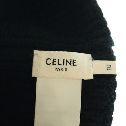 Celine Knit Skumask Logo Embroidery Logo Applique Balaclava Beanie Black