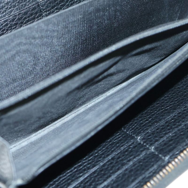 Gucci Embroidery GG Marmont Round Zipper Long Wallet Black 474584