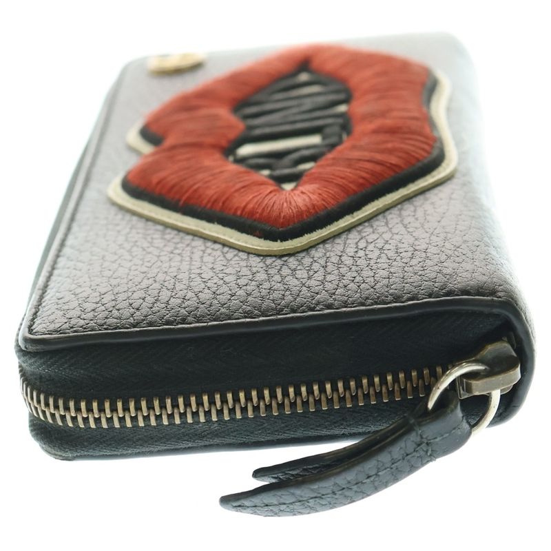Gucci Embroidery GG Marmont Round Zipper Long Wallet Black 474584