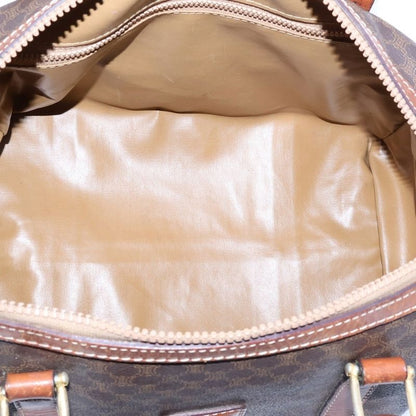 Celine Logo Leather Macadam Mini Boston Handbag Brown