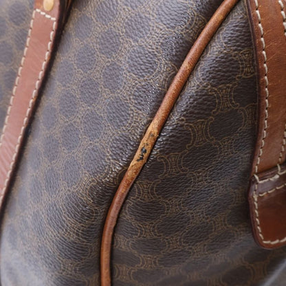 Celine Logo Leather Macadam Mini Boston Handbag Brown