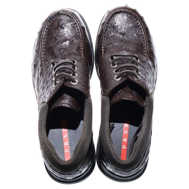 Prada Leather Low Cut Sneakers Brown 0999