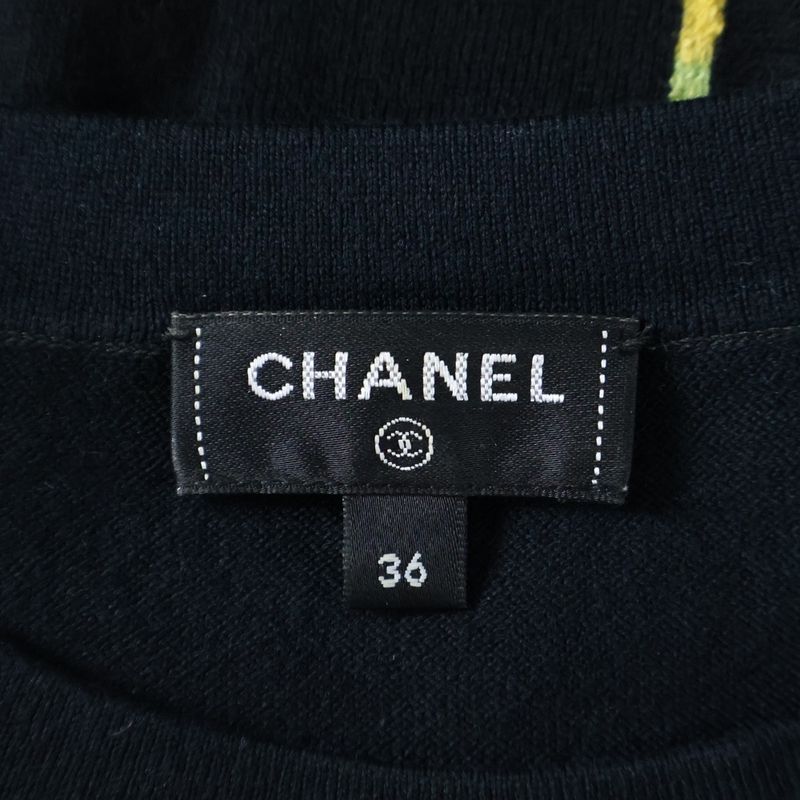 Chanel Coco Mark Logo Jacquard Cotton Knit Crew Neck Short Sleeved T-shirt Cut