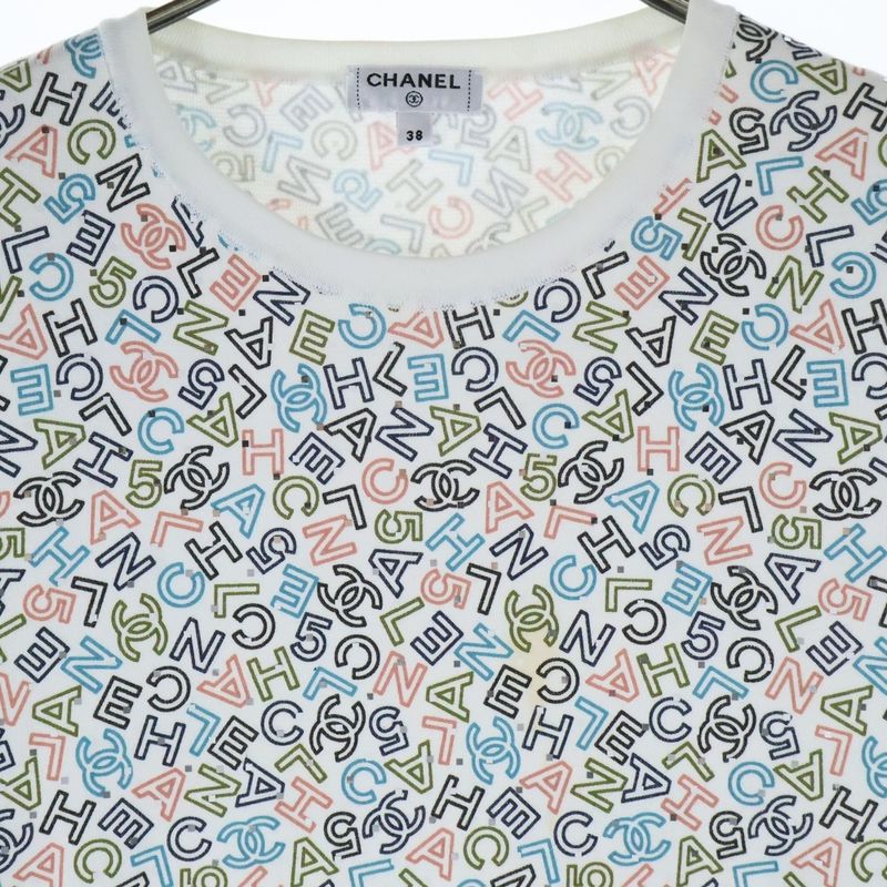 Chanel Coco Mark Logo Total Print Lame Crew Neck Long Sleeve Long Sleeve