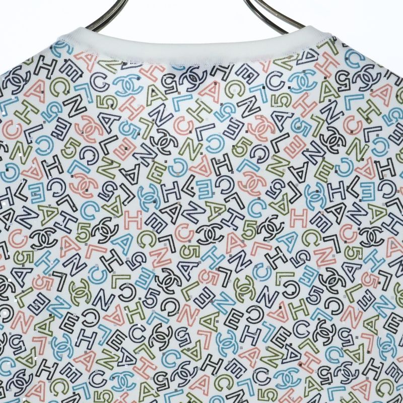 Chanel Coco Mark Logo Total Print Lame Crew Neck Long Sleeve Long Sleeve