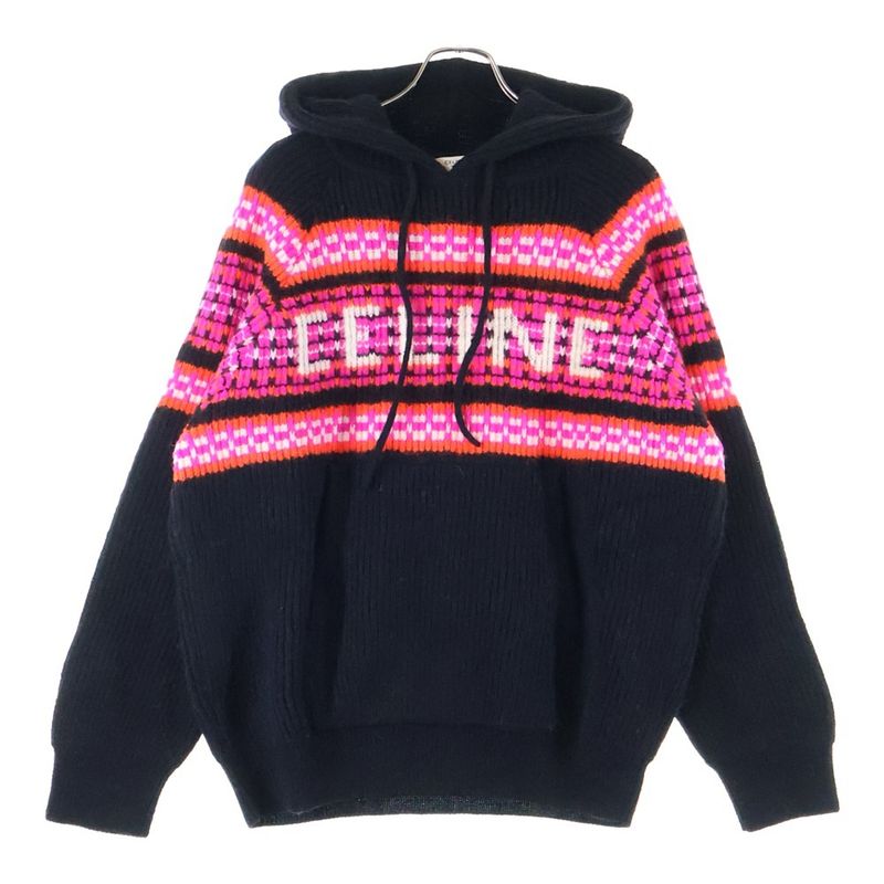 Celine 22AW Embroidery Hooded Sweater In Ski Jacquard Wool Embroidery Pullover