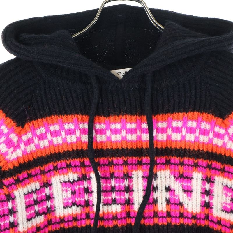 Celine 22AW Embroidery Hooded Sweater In Ski Jacquard Wool Embroidery Pullover