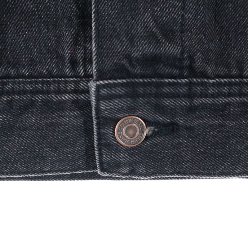 Celine Hood Logo Printed Trucker Jacket Denim Jacket Black 2q472947f