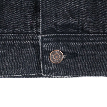 Celine Hood Logo Printed Trucker Jacket Denim Jacket Black 2q472947f