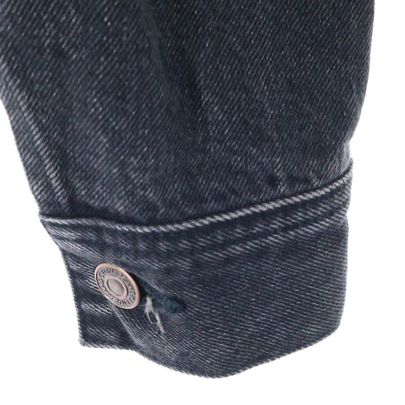 Celine Hood Logo Printed Trucker Jacket Denim Jacket Black 2q472947f