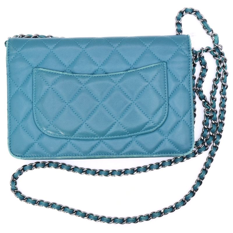 Chanel Matelasse Chain Wallet Handbag Chain Bag Mini Bag Turquoise Blue