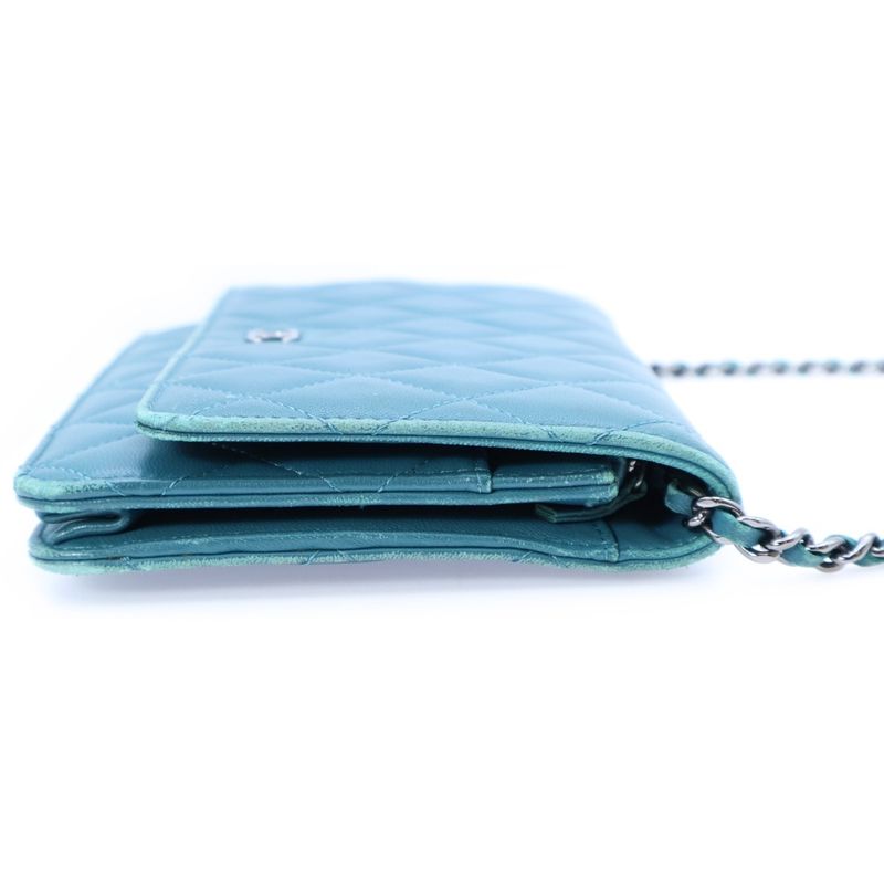 Chanel Matelasse Chain Wallet Handbag Chain Bag Mini Bag Turquoise Blue