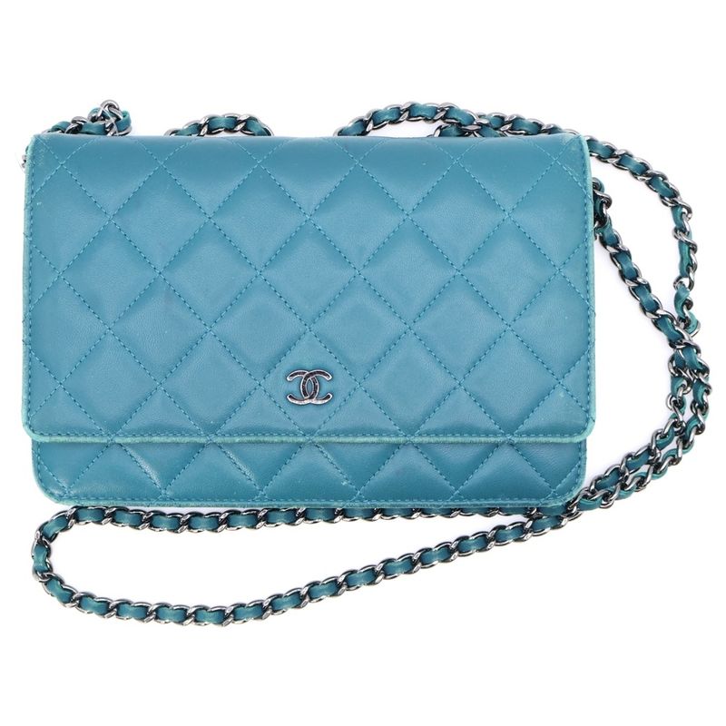 Chanel Matelasse Chain Wallet Handbag Chain Bag Mini Bag Turquoise Blue