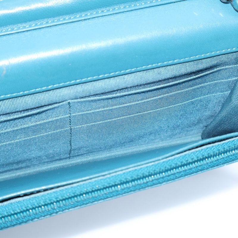 Chanel Matelasse Chain Wallet Handbag Chain Bag Mini Bag Turquoise Blue