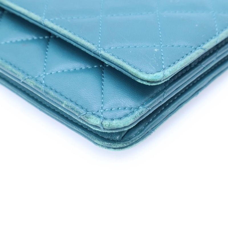 Chanel Matelasse Chain Wallet Handbag Chain Bag Mini Bag Turquoise Blue