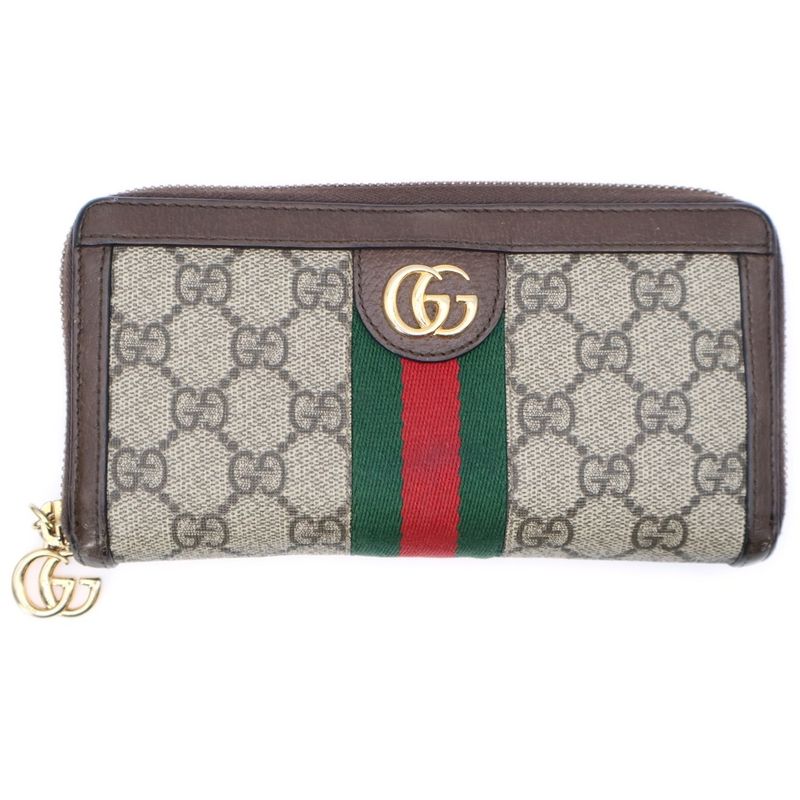 Gucci GG Supreme Sherry Line Round Zipper Long Wallet Long Wallet Card Case