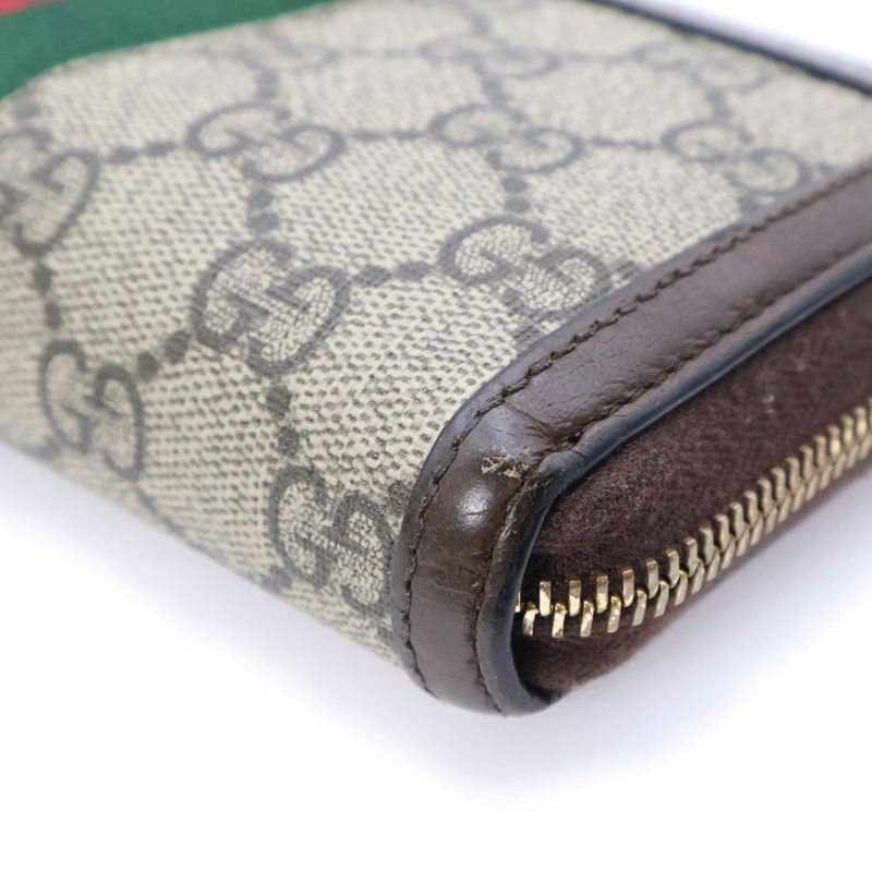 Gucci GG Supreme Sherry Line Round Zipper Long Wallet Long Wallet Card Case
