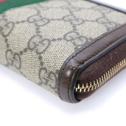 Gucci GG Supreme Sherry Line Round Zipper Long Wallet Long Wallet Card Case