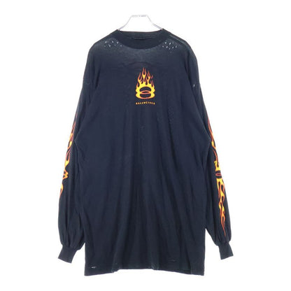 Balenciaga 24AW Burning Unity Logo Damaged Long-sleeved T-shirt Cut And Sewn