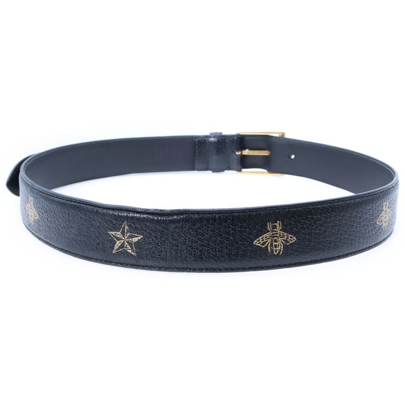 Gucci Bee & Star Leather Belt Gold/black 495125