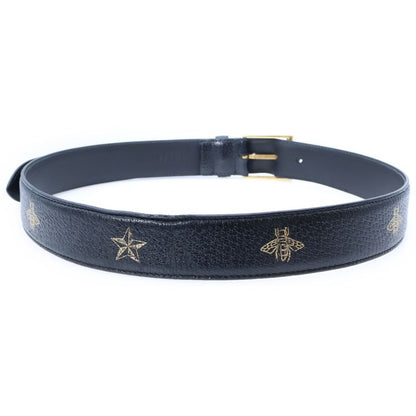Gucci Bee & Star Leather Belt Gold/black 495125