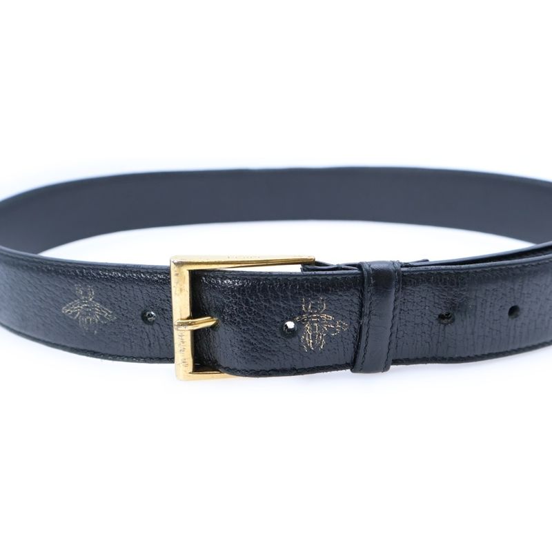 Gucci Bee & Star Leather Belt Gold/black 495125