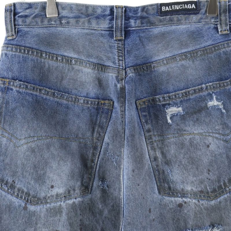 Balenciaga 23SS Baggy Pants Damaged Baggy Denim Pants Indigo 612966 Tmv95