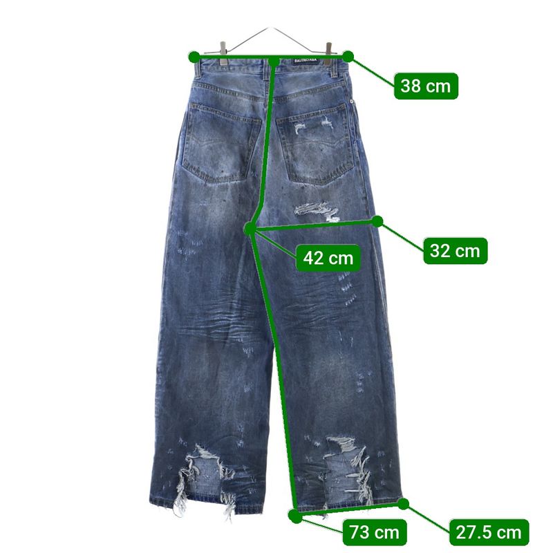 Balenciaga 23SS Baggy Pants Damaged Baggy Denim Pants Indigo 612966 Tmv95