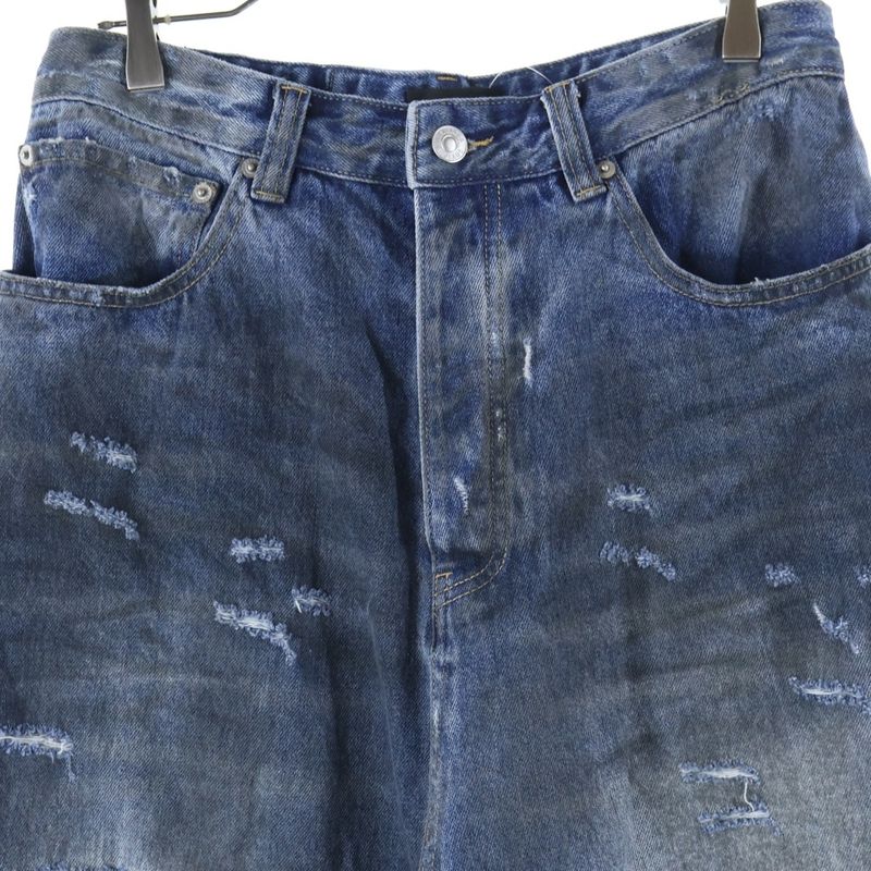 Balenciaga 23SS Baggy Pants Damaged Baggy Denim Pants Indigo 612966 Tmv95