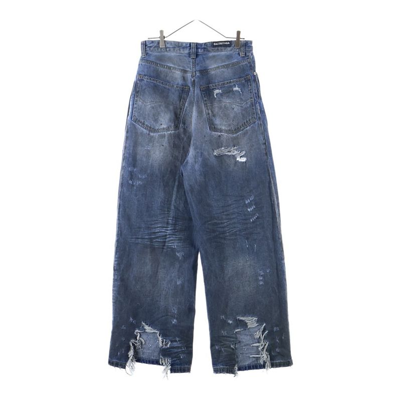Balenciaga 23SS Baggy Pants Damaged Baggy Denim Pants Indigo 612966 Tmv95