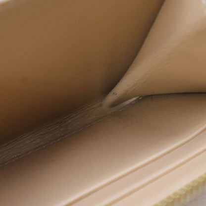 Celine Quilted Gold Ccharm Leather Compact Wallet Beige S-ie-4188