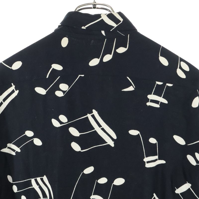 Saint Laurent Paris 16AW Music Note Rayon Long-sleeved Shirt Black 437581 Y325n