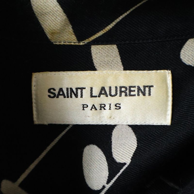 Saint Laurent Paris 16AW Music Note Rayon Long-sleeved Shirt Black 437581 Y325n