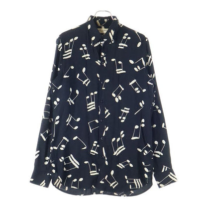 Saint Laurent Paris 16AW Music Note Rayon Long-sleeved Shirt Black 437581 Y325n