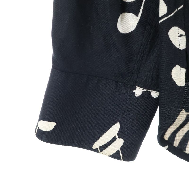 Saint Laurent Paris 16AW Music Note Rayon Long-sleeved Shirt Black 437581 Y325n