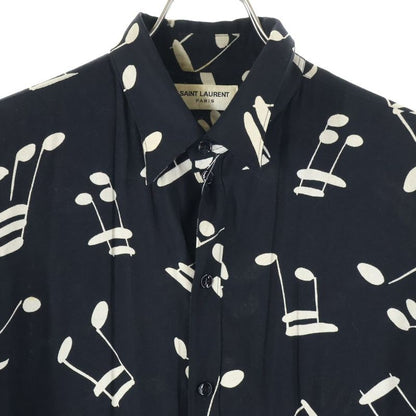 Saint Laurent Paris 16AW Music Note Rayon Long-sleeved Shirt Black 437581 Y325n