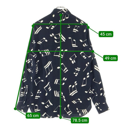 Saint Laurent Paris 16AW Music Note Rayon Long-sleeved Shirt Black 437581 Y325n