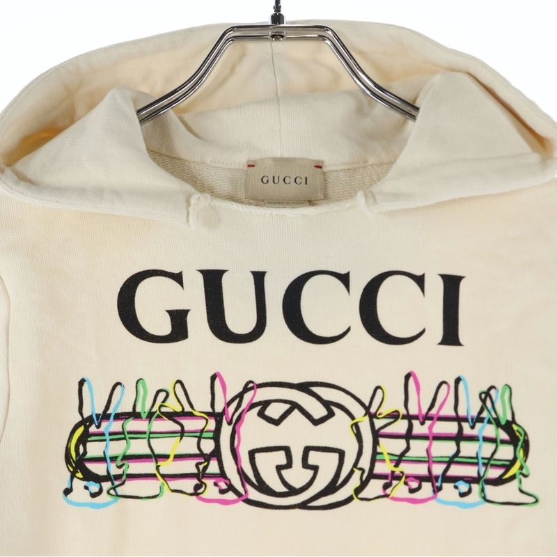 Gucci Children's Rabbit Logo Pullover Sweatshirt Hoodie Beige Kids 611220 Xje3b