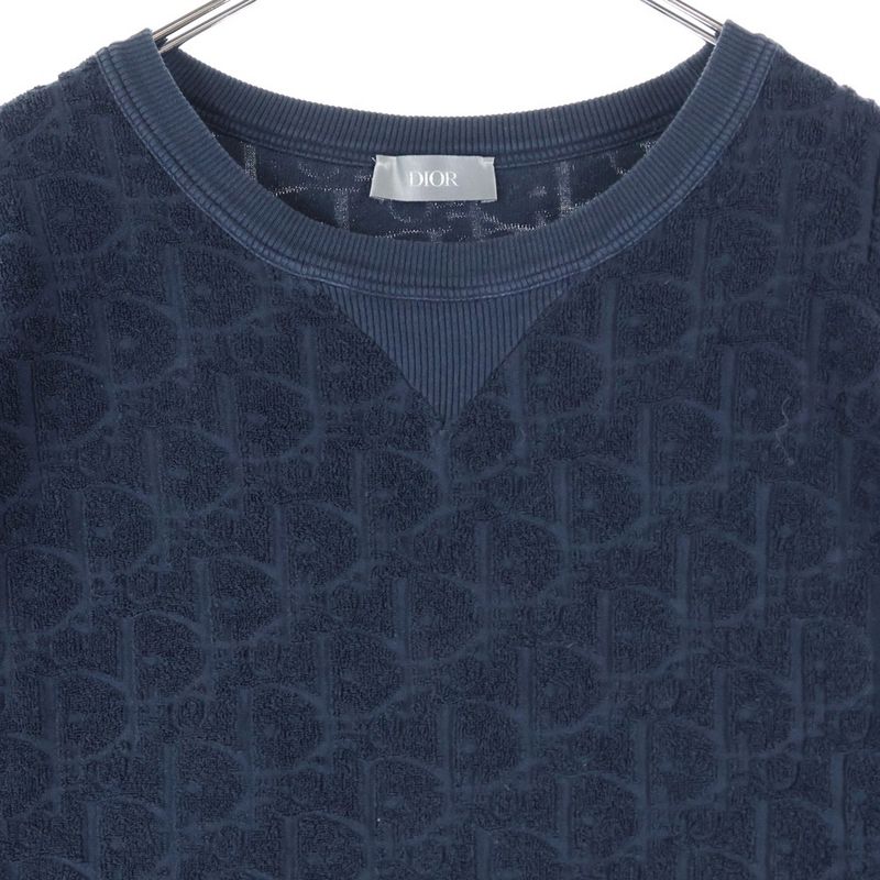 Christian Dior 21SS Oblique Pattern Pile Crewneck Short Sleeve T-shirt Cut And