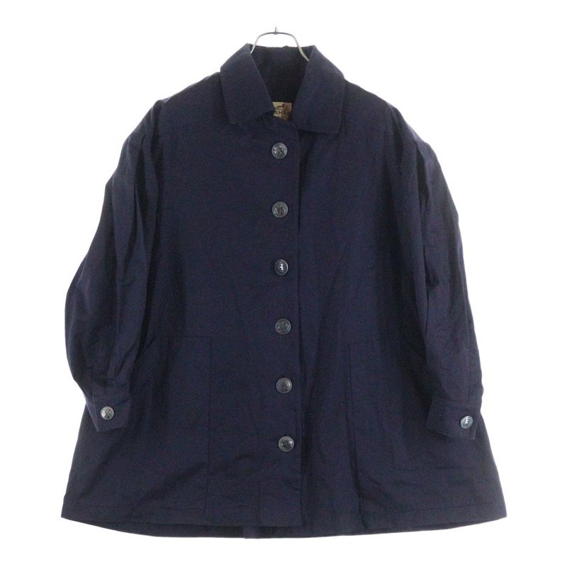 Hermes Anchor H Logo Button Cotton Stencil Collar Jacket Navy