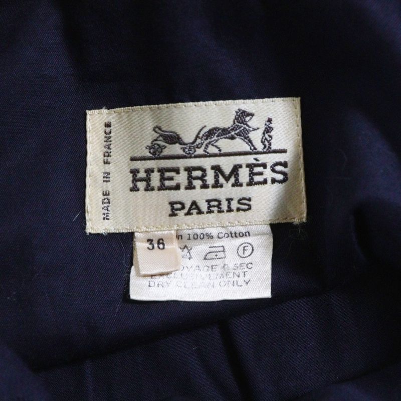 Hermes Anchor H Logo Button Cotton Stencil Collar Jacket Navy