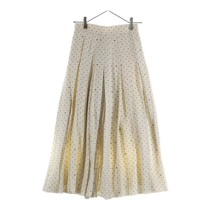 Fendi 21SS FF Calligraphy Logo Dotted Allover Silk Slit Pleated Long Skirt