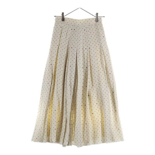 Fendi 21SS FF Calligraphy Logo Dotted Allover Silk Slit Pleated Long Skirt