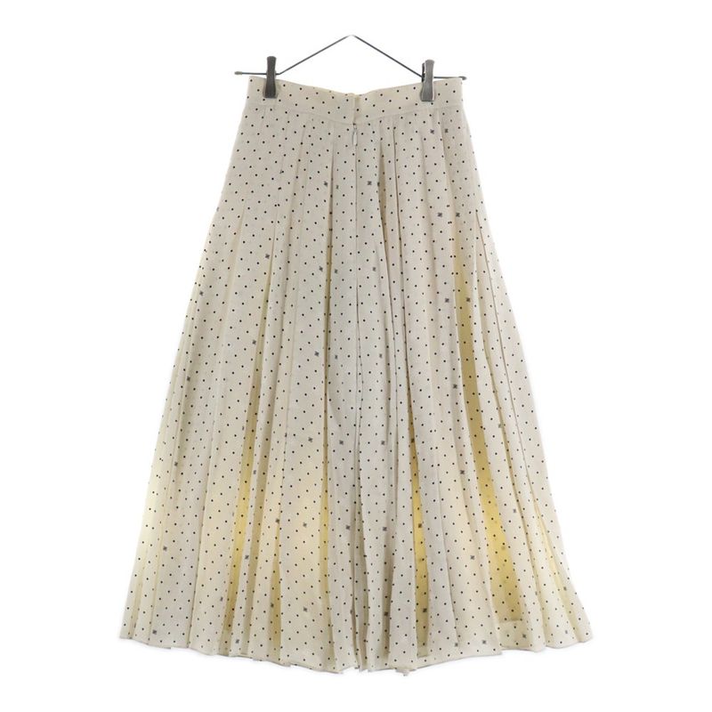 Fendi 21SS FF Calligraphy Logo Dotted Allover Silk Slit Pleated Long Skirt