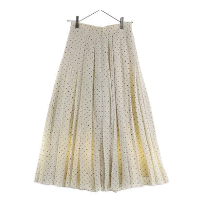 Fendi 21SS FF Calligraphy Logo Dotted Allover Silk Slit Pleated Long Skirt