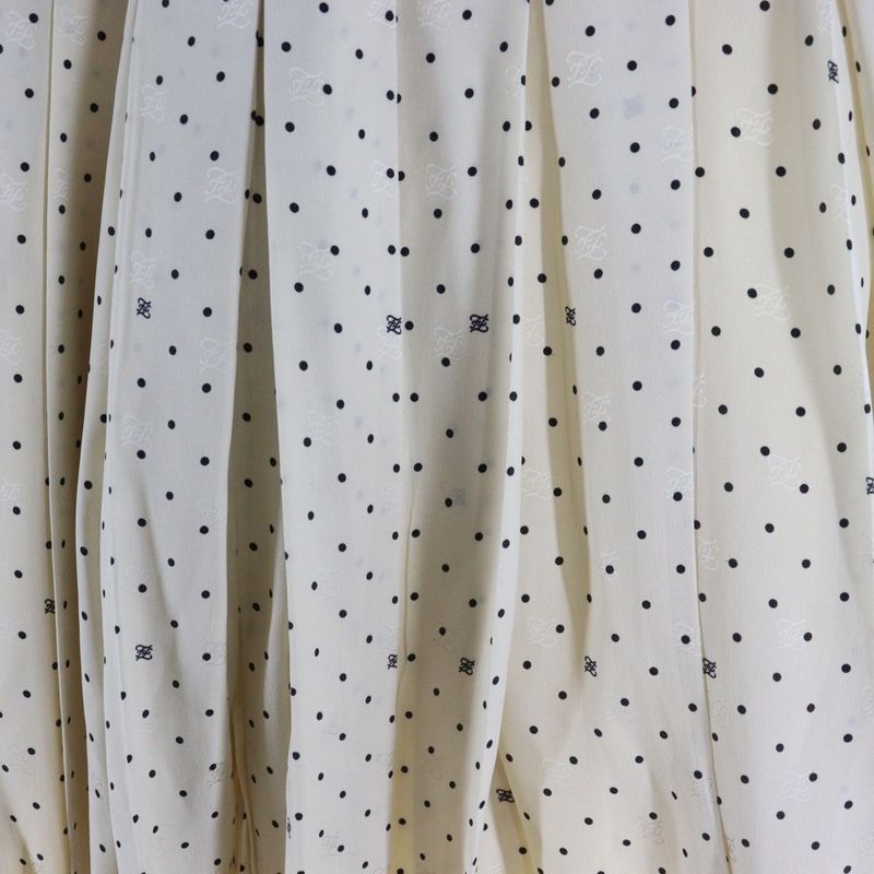 Fendi 21SS FF Calligraphy Logo Dotted Allover Silk Slit Pleated Long Skirt